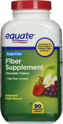 [BRSWIZQQB57WOFLK] Equate - Fiber Supplement, 90 Chewable Tablets (Compare to Fiber Choice)