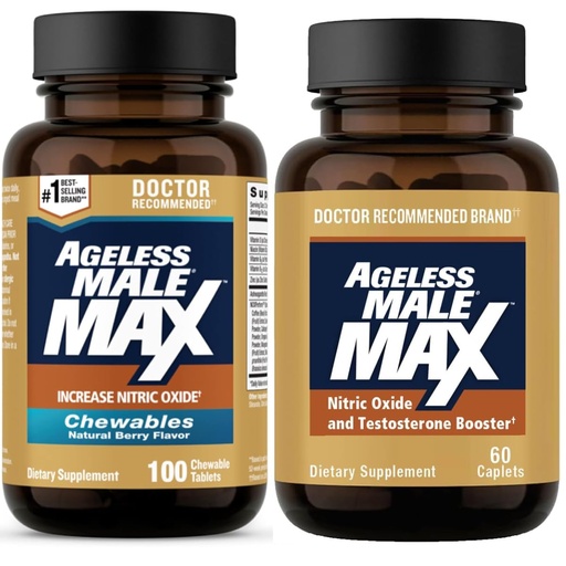 [BRSRAEIZCAOW2DQ6] Ageless Male Max Nitric Oxide Booster and Testosterone Booster for Men