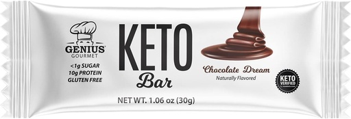[BRSWGCY5DINAGDTL] Genius Gourmet Gluten Free Keto Protein Bar, Chocolate Keto Bars, Premium MCTs, Low Carb, Low Sugar (Chocolate Dream, 12 Count (Pack of 1))