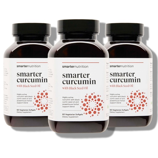 [BRSWGZYTAUFQ22Q7] SMARTERNUTRITION Curcumin Softgels - Vegan High Absorption 400 mg Curcumin Supplement Standardized to 95% Tetrahydrocurcuminoids + Black Seed Oil & Ginger for Joint & Immune Health - 180 Ct