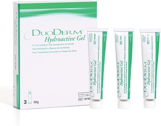 [BRSWIYLQOEHQEYI7] ConvaTec DuoDERM Hydroactive Sterile Gel, 30 Grams Tube for Management of Partial and Full-Thickness Wounds, Aids Autolytic Debridement, 187987, Box of 3 Tubes
