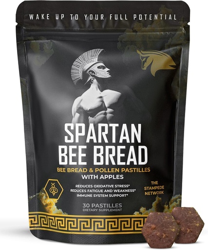 [BRSRMFI5OYHQ2A37] Spartan Bee Bread Chewables – Bee Bread Raw Organic Natural Multivitamin with Bee Pollen, Propolis & Royal Jelly | Fermented for Energy, Vitality, Recovery & Immunity | Non-GMO, Nothing Synthetic