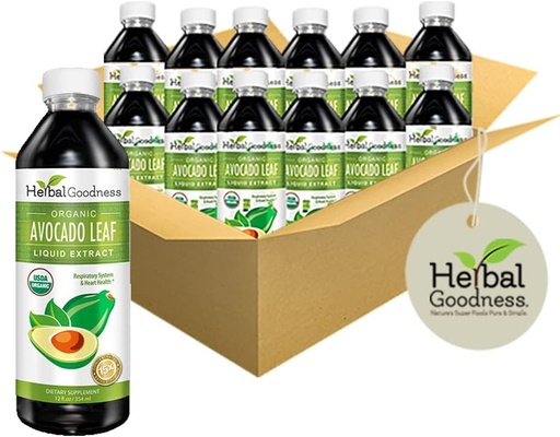 [BRSW2AIDCACQM3LL] Herbal Goodness Avocado Leaf Extract Liquid Supplement - Probiotic Protein Gut Health Fiber Supplement Bone Health & Immune Support -12(12oz) btls (Pack of 12)