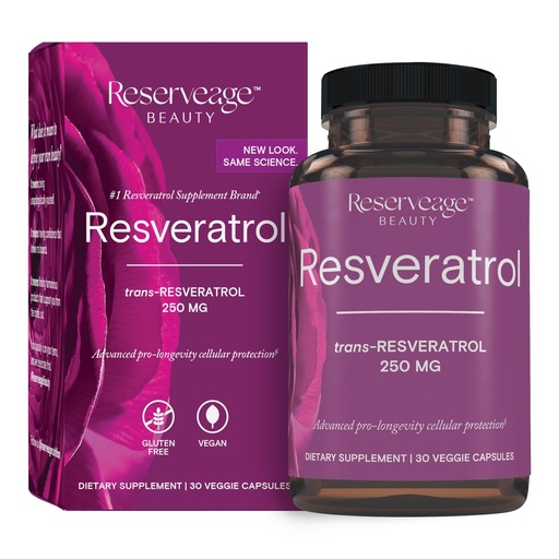 [BRSWIYIECYMAODY5] Reserveage Beauty Resveratrol 250 mg - Best Trans-Resveratrol - Vegan Antioxidant Supplement for Cellular & Heart Health - Aids Healthy Aging & Immune Health - 30 Vegetable Capsules (30 Servings)
