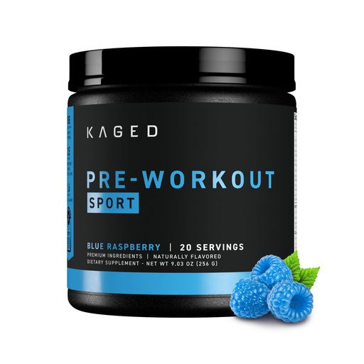 [BRSRM2TYAANQYYAY] Kaged Sport Pre Workout Powder for Men & Women, Blue Razz, Sport Certified, 188mg Caffeine, Nitric Oxide Supplement, Beta Alanine for Energy, Weightlifting, Cardio Endurance & Strength, 20 Servings