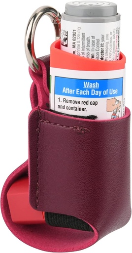 [BRSROZT7PJ7GCGYY] Beautyflier Asthma Inhaler Holder, Durable Microfiber Leather Travel Handy Inhaler Keychain Holder for Kids and Adults, Inhaler Not Included (Red)