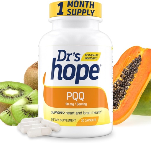 [BRSWGZQTCIBRE2T5] Dr's Hope Pyrroloquinoline Quinone Supplement 20 mg - Promotes Brain, Heart & Mental Performance - For Muscle Function, Energy Production & Longevity - Gluten Free - 30 Vegan Capsules - 1 Month Supply