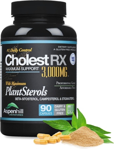 [BRSW2FAKB57RSAA3] Triple Strength PhytoSterol Complex - CholestRX - Beta-Sitosterol - 3,000mg for Maximum Support, Gluten Free, 90 Count - Packaging May Vary