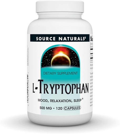[BRSWIYQOAUNAECQ7] Source Naturals L-Tryptophan, for Mood, Relaxation, and Sleep*, 500mg - 120 Capsules