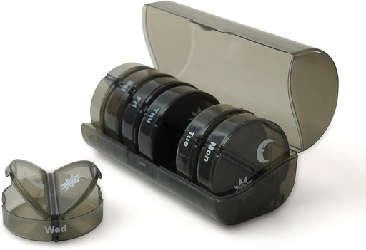 [BRSRAH37OIBQ4CQ4] Senyerkare Pill Dispenser 2X a Day, Weekly Pill Organizer 2 Times a Day, Daily Pill Box 7 Day with Portable Travel, Durable Design & Light-Proof Pill Case for Medicine/Vitamin/Supplements, Black