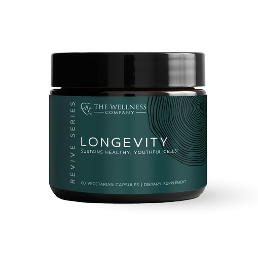 [BRSRAHAQOIIRAFYZ] The Wellness Company Longevity – Mitochondria Efficiency, DNA Repair, Cellular Senescense - NR, Lipsomal Glutathione, Resveratrol, Bifidobacterium 15B CFU | 60ct (1 Month Supply)