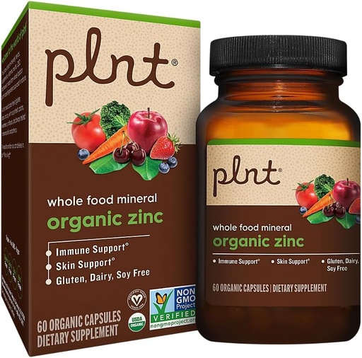 [BRSROYATBANGMDYV] Organic Zinc, Whole Food Mineral Formula for Immune & Skin Support (60 Organic Capsules)
