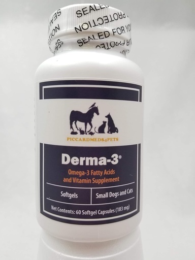 [BRSWGGQQOYPWGH3Z] Piccardmeds4pets Derma-3 Softgels Omega-3 for Small Dogs and Cats 60 CT