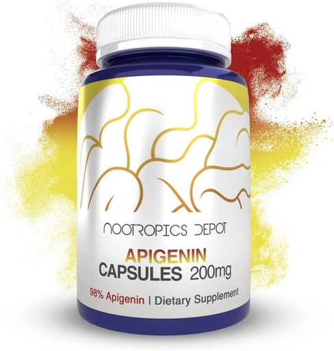 [BRSW2BAEC56AOCY2] Nootropics Depot Apigenin Capsules | 200mg | 120 Count | >98% Apigenin | Supports Healthy Stress Levels