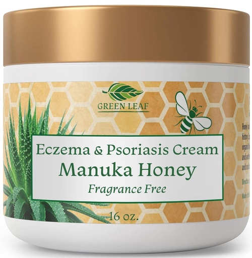 [BRSRMYYZBYHBYFI7] Manuka Honey Eczema Cream Moisturizing Lotion Fragrance Free For Psoriasis Relief - Itchy, Dry Skin Rash Ointment - Skin Soothing Moisturizer - Body & Face Cream - Kids & Adults 16oz