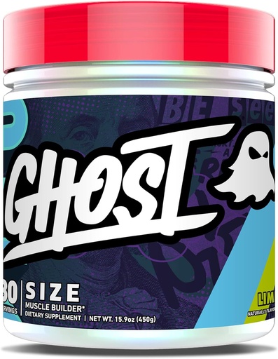 [BRSRMAAYOABQKE3L] GHOST Size Muscle Builder Dietary Supplement - Lime, 30 Servings - Muscle Growth and Strength Building Supplements for Men & Women - Creatine, Betaine & Beta-Alanine - Free of Sugar & Gluten, Vegan