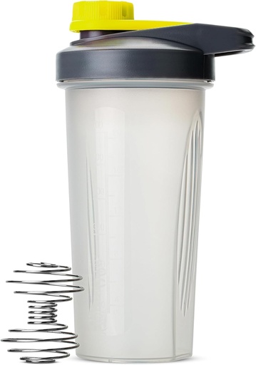 [BRSROAICB4CREADU] Mr. Pen- Botol Shaker untuk Protein Campuran dengan Kap Twist, 28 oz, Gray / Yellow, Protein Sake Bottle dengan Wire Whish Ball