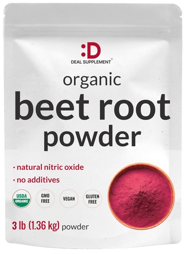 [BRSROYARBFYGMAA3] Organic Beet Root Powder, 3lbs - Raw Superfood Vegetable - Natural Nitric Oxide Supplement - Supports Pre Workout Energy, Heart, & Immune Health - Non-GMO, Vegan