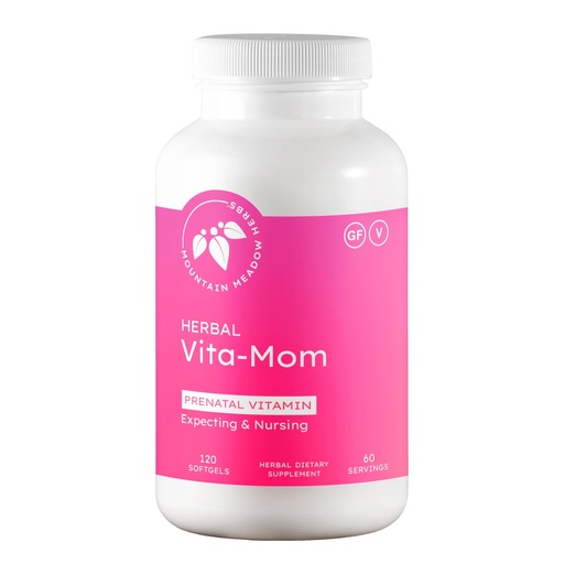 [BRSW2FQQCQGQ23L4] Mountain Meadow Herbal Vita-MOM Prenatal Vitamins – Herbal Supplement for Women with 5-MTHF Folate, Iron, Multivitamins & Organic Herbs – 120 Softgels (2-Month Supply)