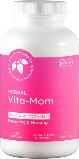 [BRSW2FQQCQGQ23L4] Mountain Meadow Herbs Vita-MOM Prenatal Vitamins – Herbal Supplement for Women with Folic Acid, Iron, Multivitamins & Organic Herbs – 120 Softgels (2-Month Supply)