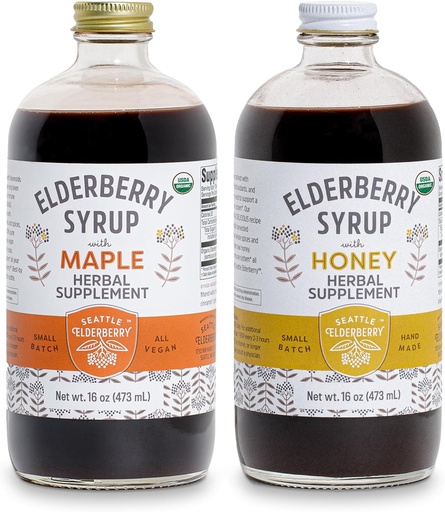 [BRSROGLROR6GGGTV] Syrup Bundle – 2 Bottles of Delicious, Gluten-Free Elderberry Herbal Supplements with Potent Immune Benefits Made from Only Organic Ingredients in Small Batches in The USA - 32oz