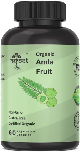 [BRSRAFQRC5YRSDI4] Organic Amla Capsules - Indian Gooseberry for Natural Vitamin C, Support for Skin & Hair 60 Capsules