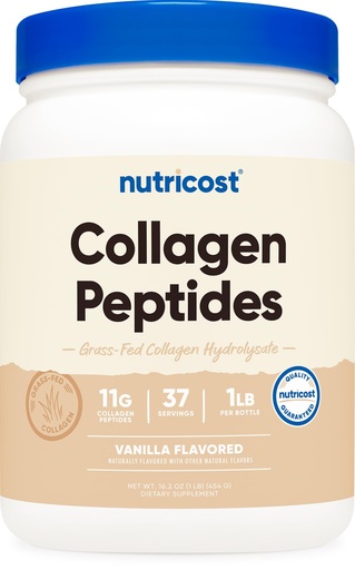 [BRSWGCAYC57QGET6] Nutricost Collagen Peptides Powder 1LB (454 G) (Vanilla) - Grass Fed Bovine Collagen Hydrolysate