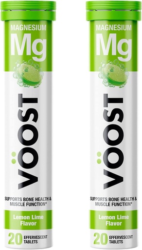 [BRSW2AAZOYHQEA33] VOOST, magnijs, atbalsta kaulu veselību un muskuļu veselību, putojošs vitamīnu tablete, Nē cukurs + zems kaloriju vitamīnu papildinājums Blend, citronu laima Flavor, 40 Skaits