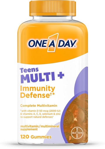 [BRSW2AYLAECA2GYU] ONE A DAY Підліток Multi+ Immunity Defense Вітаміни, Multivitamin Gummies З Boost of Immunity Support з вітамінами A, C, D, E, Selenium & цинк, 120 граф