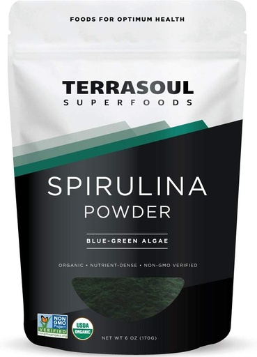 [BRSWIFYTAB7W22LC] Terrasoul Superfoods Organic Spirulina Powder, 6 Oz, Вегетариански протеин, Green Superfood Boost for Smoothies, Detoxifing Elixirs, and Имунна поддръжка