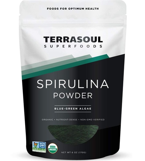 [BRSWIFYTAB7W22LC] Terrasoul Superfoods Organic Spirulina Powder, 6 Oz, Vegan Protein, Green Superfood Boost for Smoothies, Detoxifying Elixirs, and Immune Support