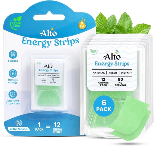 [BRSRA2QCOICWYGY4] Alto Energy Strips with 80 mg Natural Caffeine per Serving – 10X Faster Absorption | 12 Deliciously Minty Strips ≈ 12 Energy Drinks | Energy and Focus Boost Anytime, Anywhere – 6 Pack