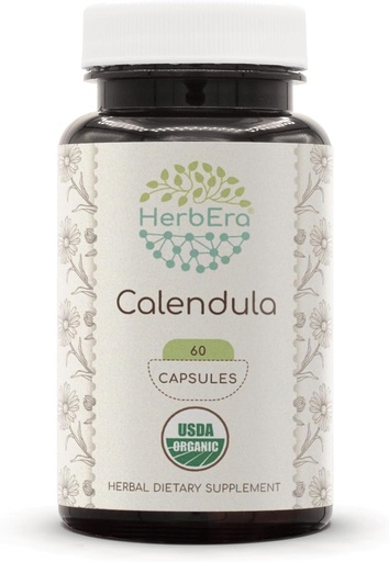 [BRSROAYHO4CGEYDL] HerbEra Calendula USDA Organic 60 Capsules | Natural Herbal Supplement | Certified Organic Vegetarian Capsules and Organic Calendula (Calendula officinalis) Dried Flower (60 Capsules)