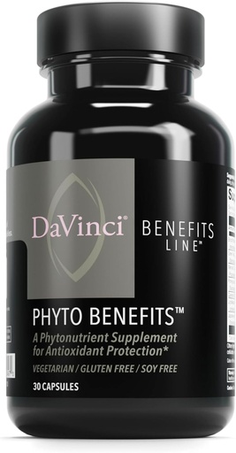 [BRSWYCD5BEPBMELO] DAVINCI Labs Phyto Benefits - Supports Heart, Brain & Immune Health, GLP-1 Production & More with Curcumin, Quercetin, Green Tea & More* - Vegetarian, Gluten-Free, Soy-Free - 30 Capsules