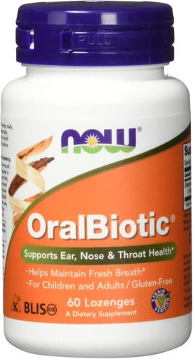 [BRSWIZYZOMPBCHDY] Ahora Alimentos OralBiotic, Desarrollado para Adultos &amp; Niños, Estrados Verificados, 60 Lozenges