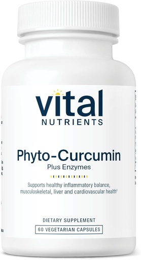 [BRSWI2T2CYJW2AI7] Vital Nutrients Phyto-Curcumin Plus Enzymes | Curcumin Supplements with Phytosome Extract | Support for Muscle, Bone, Liver, and Heart Health* | Gluten, Dairy, Soy Free | 60 Capsules