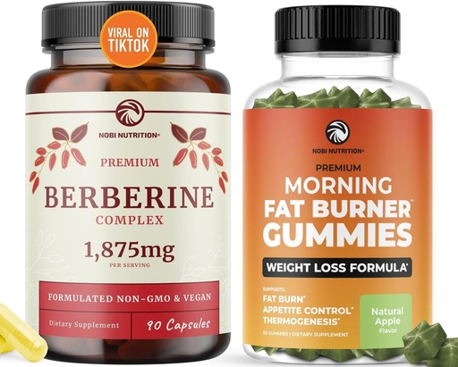 [BRSRAFI7OUFA2CDA] Berberine Complex Supplement and Burn Gummies | Full Weight Loss Support with Green Tea & Bitter Melon | Appetite Suppressant, Belly Fat Reducer, and Thermogenic Support | 1 Month Supply