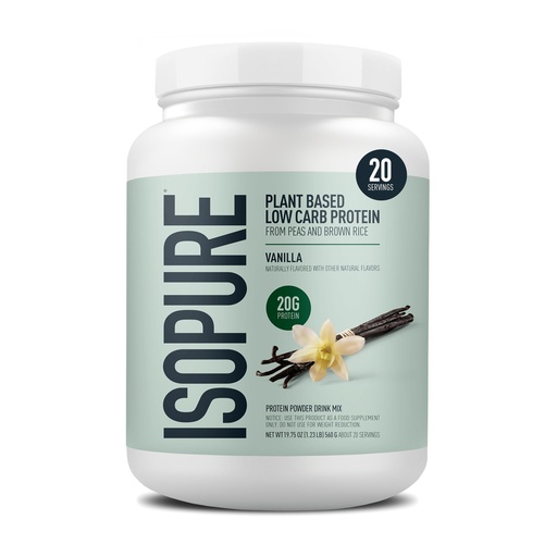 [BRSWGAQNBUFRQFDP] Isopure Plant-Based Protein Powder – 20g Organic Pea and Rice Protein with a Complete Amino Acid Profile – Supports Muscle Recovery & Lean Nutrition, Vanilla, 20 Servings