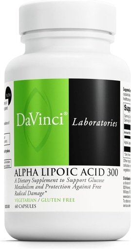 [BRSWIYIQBB7GY3LU] DAVINCI Labs Alpha Lipoic Acid 300 - Dietary Supplement to Support Metabolic and Healthy Collagen Levels - with 300 mg Alpha Lipoic Acid per Capsule - Gluten-Free - 60 Vegetariánske kapsuly
