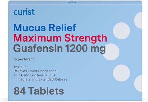 [BRSW2GQ2CRYRGHLX] Curist Guaifenesin Mucus Relief 1200 mg Maximális hatáserősség OTC - 84 Count Extended Release Tablets - Reduce Mucus Clear Contestion (84 Count Tabletta Tömegcsomag)