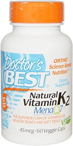 [BRSWIZL6OFYBUYAV] Doctor's Best Natural Vitamin K2 Mk-7 with Menaq7 45 Mcg 60 Veg Caps