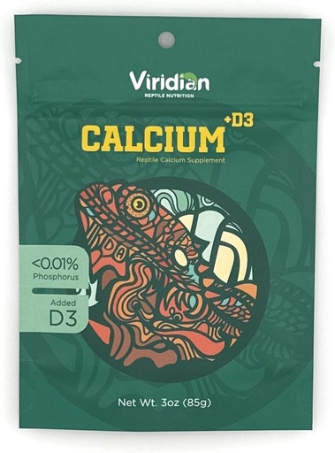 [BRSRAAQZAUFR6HLG] Viridisk Reptile - Reptil Kalsium Supplement med D3 (10, ovner)