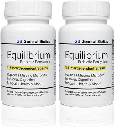 [BRSWKHY5BEBB4EQV] Equilibrium Probiotic Supplement with Prebiotic - Daily Time Release - 60 Effective Easy to Swallow Capsules - Highest Strain Count in The World - 2 Bottles