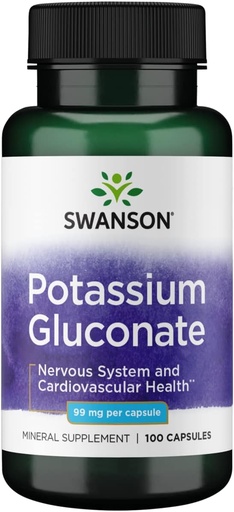 [BRSWIEL4BMJWYE3I] Swanson Potassium (Gluconate) 99 Milligrams 100 kapsula