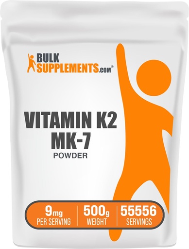 [BRSWYZIFBMIAOHI2] BulkSupplements.com Vitamin K2 Powder - Vitamin K2 MK-7, as Menaquinone Powder - K2 Vitamin Supplement for Wellness, Gluten Free, 9mg per Serving, 500g (1.1 lbs) (Pack of 1)