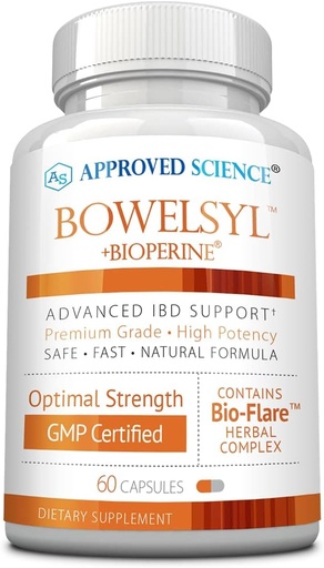 [BRSRMFD6O4JR4H3J] Approved Science Bowelsyl - 60 Capsules - Supports GI Tract, Soothes Colon, Restores Nutrients - High Absorption - All Natural, Non-GMO