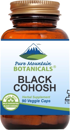 [BRSWKEYICMFWKAAV] Pure Mountain Botanicals Black Cohosh Capsules - 90 Kosher Vegan Caps - Now with 500mg Wild Black Cohosh Root - Natures Support for Menopause