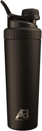 [BRSWYCQRCAGWAF37] AeroBottle Cryo Shaker Cup, Insulated Stainless Steel Water Bottle and Protein Shaker, Mixes Protein and Pre Workout With Turbulent Mixing Technology, No Blending Ball or Wisk, 26oz, Black Ice