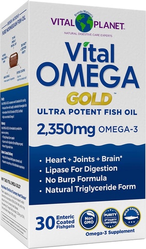 [BRSRMAL6AB6WYHQ7] Vital Planet - Vital Omega Ultra Potent Wild Caught Omega 3 Fish Oil Supplement with 2350mg of High Potency Omega 3 Fatty Acid Supplements EPA and DHA to Support Brain and Heart Health 30 Softgels