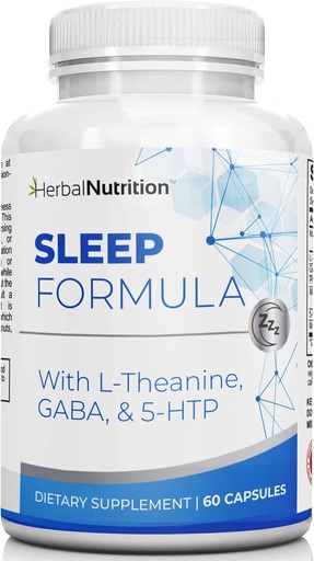 [BRSRMAIHCEJWG23J] Herbal Nutrition Sleep Support Supplement Sleep Formula is a Multi-Ingredient Sleep Supplement with Melatonin, GABA, L-Theanine, and More, Sleep Like You are on Cloud 9! One 60 Ct Bottle